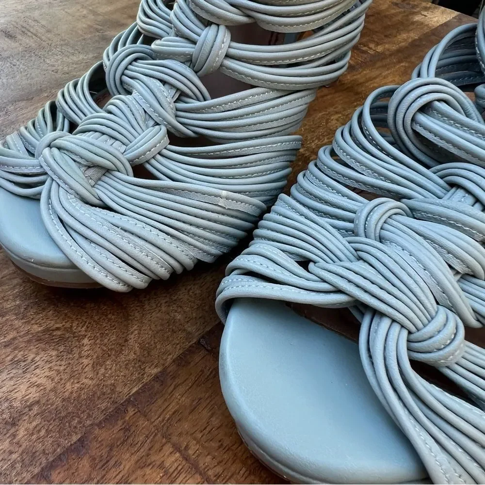 Gianni Bini Strappy Leather Heels in Dusty Blue 🔥🔥🔥 size 7.5